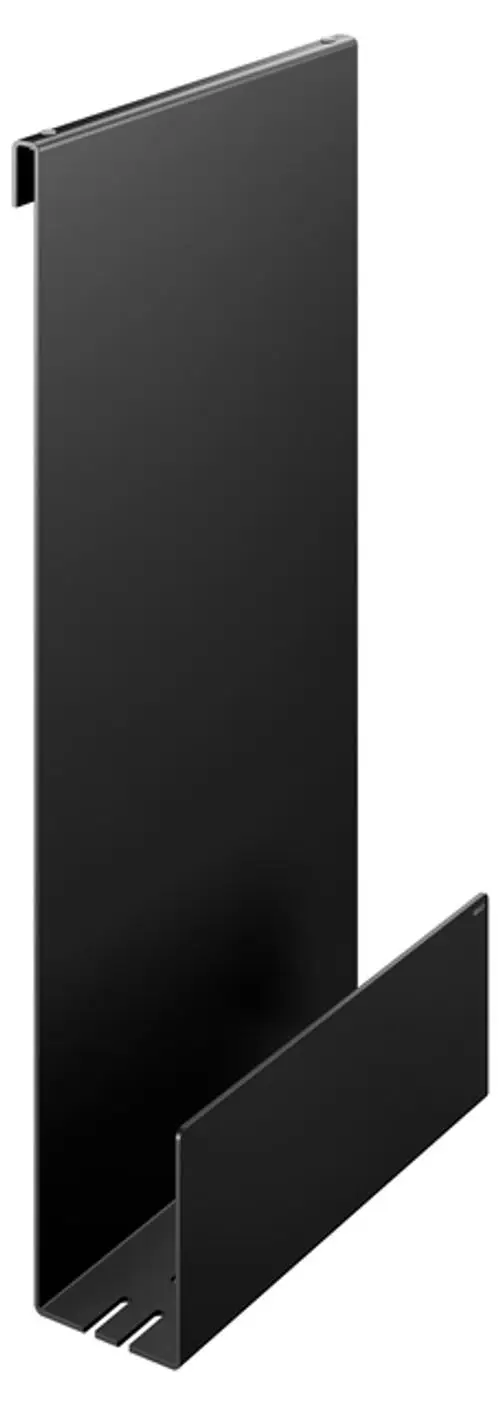 Schwarze Duschablage von Keuco, designed zum Hängen, mit einer schlanken und minimalistischen Struktur, geeignet für Badezimmeranwendungen.